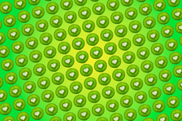 Kiwi fruit seamless pattern background. kiwi with heart in middle.