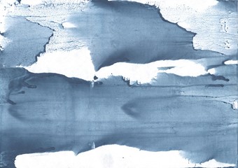 Steel blue spots. Abstract watercolor background. Painting texture