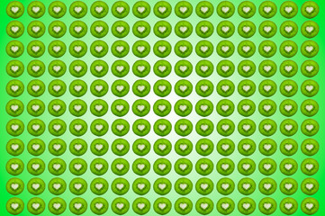 Kiwi fruit seamless pattern background. kiwi with heart in middle.