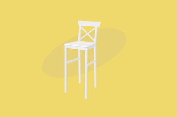 White Wood Bar Stool. Vector Illustration, Isolated