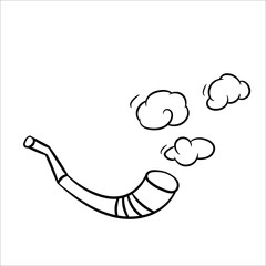 Smoking pipe with smoke. Vector Doodle illustration isolated on white background.