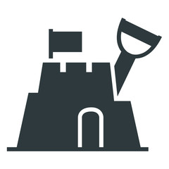 summer castle black icon on white background