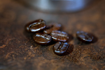 Obraz na płótnie Canvas Backgrounds of Roasted coffee beans.