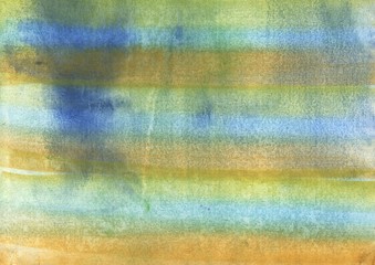 Yellow blue striped abstraction. Abstract painting background. Watercolor texture