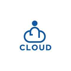 Creative Cloud and Recruitment Logo Design, Abstract Human and Staff Icon for Staffing, Data, and Communication Concept, Blue and Colorful Symbol for Technology and Business