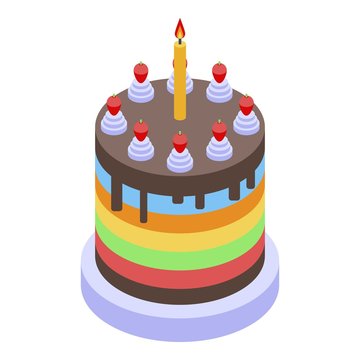 Cake birthday icon. Isometric of cake birthday vector icon for web design isolated on white background
