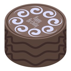 Chocolate birthday cake icon. Isometric of chocolate birthday cake vector icon for web design isolated on white background