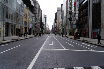 Fototapeta na wymiar Ginza town in Tokyo without tourists due to coronavirus