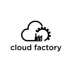 Smart Factory and Gear Cloud Logo Design, Industrial Data Storage and Cyber Technology Icon, Modern Vector Symbol for Digital Business, Automation, Software System, and Futuristic Industry Concept