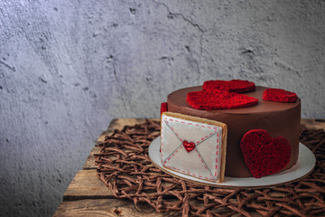 Chocolate cake with a heart for your loved ones