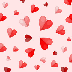 Vector Valentine&rsquo;s day with red hearts on a pink background