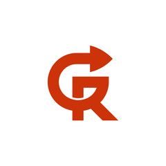 Initial GR Logo Design, RG Letter Vector with Arrow Illustration