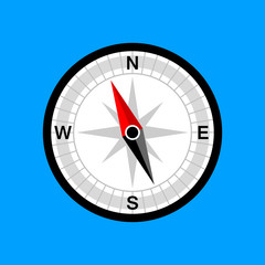 Compass vector icon on blue background