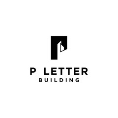 Minimalist P Letter Logo for Construction, Real Estate, and Apartment Business, Modern Design with Abstract Concept and Clean Lines