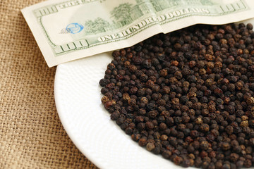 black pepper on a white background