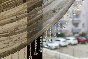  Curtain beads and outer landscape, rocking decorative curtain beads,
