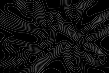 Fototapeta premium Imitation of a geographical map, white lines on black background, vector design