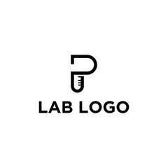 creative initial p logo design and glass lab vector illustration