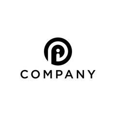 simple pi logo, ip letter with flat icon vector idea