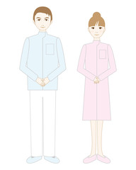 医療従事者の男女イラスト