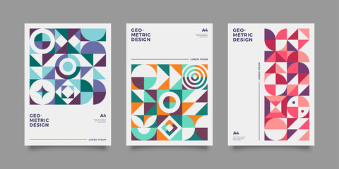 Obraz premium Retro bauhaus geometric covers design. Swiss modernism. Eps10 vector