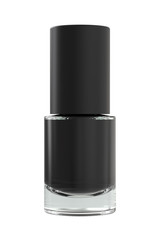 Black Nail Polish Bottle Isolated on White. 3D Render.