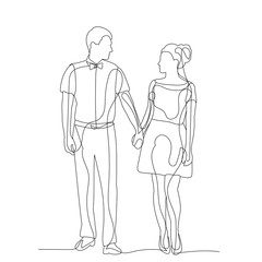 Fototapeta na wymiar isolated, continuous line drawing of a guy and a girl, sketch
