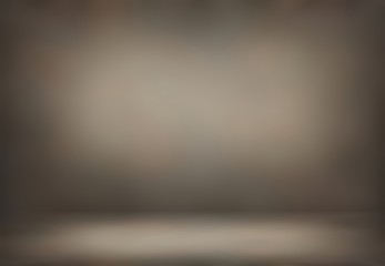 Muted grey grunge 3d background. Wall and floor defocus texture. Old dusty studio abstract illustration. Vignette blurred pattern.