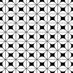 Seamless abstract geometric pattern of white shapes on a black background. Stock vector illustration for decoration and design, wrapping paper, fabrics, wallpaper, textile, banner and more.