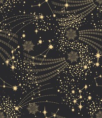 star constellation zodiac sparks comet space seamless vector pattern © peotll