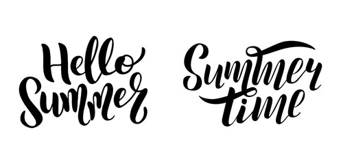 Fototapeta premium Set of logo text - hello summer, summer time