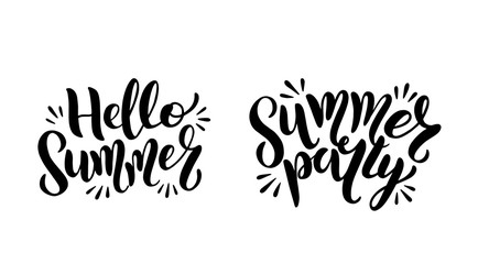 Set of logo text - hello summer, summer party
