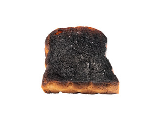 Burnt toast slices isolated on a white background