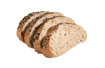 Sliced ​​moldy bread isolated on the white background