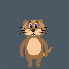Cute nutria rat in flat style isolated on gray background. Stock vector illustration for decoration and design, packaging, fabrics, posters, postcards, web pages, banners and more.