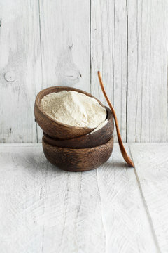 Teff Flour In A Bowl With A Spoon