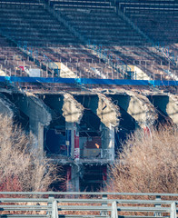 The demolition of Vicente Calderon Football stadium detailed view