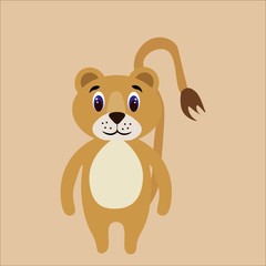 Cute lioness isolated in a flat style. Stock vector illustration for decoration and design, children's books and coloring books, fabrics, stickers, postcards, posters, banners, textile and more