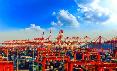 Industrial container freight port in Shanghai,China.