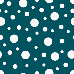 Fototapeta na wymiar Seamless pattern. Blue background with white circles . Vector illustration.