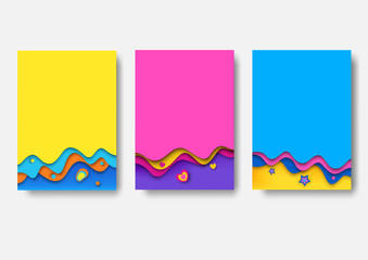 Colorful background 3d design with pink, blue, purple,yellow colors for set cover or template.