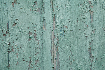 Peeling paint on old weathered wall texture. Pattern of rustic blue material.