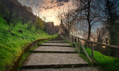 Escaleras a la colegiata de San Pedro en Lerma