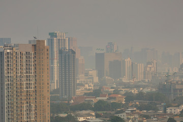 Fototapeta na wymiar air pollution over Bangkok Thailand, PM2.5, February 2020