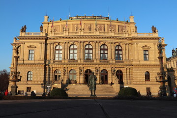 Fototapeta na wymiar The facade of Rudolfinum Concert Hall, Prague