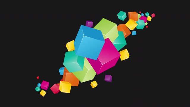 Abstract cubes compositions- animation colorful cube background