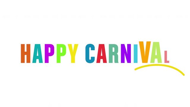 happy carnival and colored mask animation