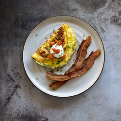 Cheese Omlette and Bacon