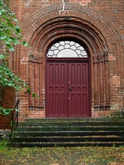 Romanesque portal of a brick church inGadebusch, northern Germany