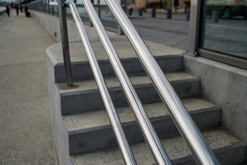 Metal railings and glass wall outdoor
